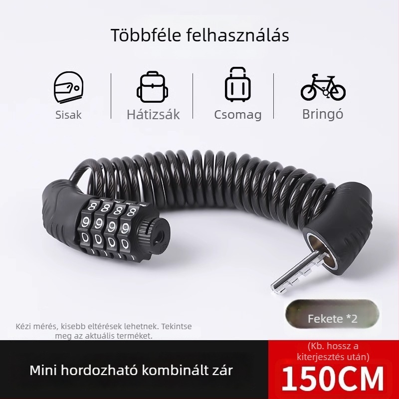 Kerékpárzár jelszóval, hordozható mini lánc zár, lopás elleni védelem, minimalist dizájn