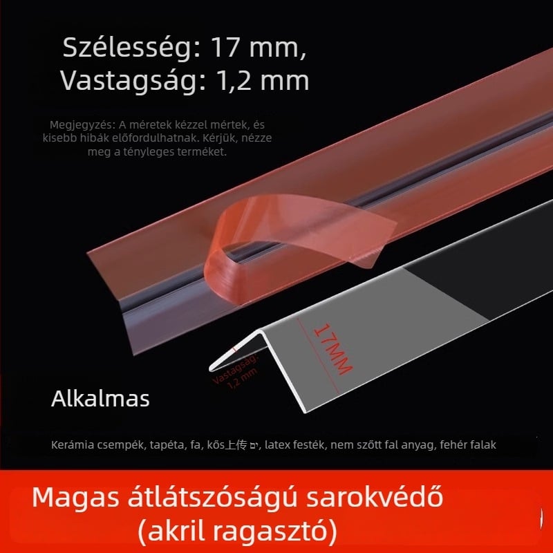 Átlátszó fal-sarkvédők, öntapadós, fúrás nélkül, dekoratív sarok matricák (Származás: Yiwu; Cikkszám: 12345678; Kereskedelmi kivitel: Igen; Márka: Egyéb; Importált: Nem)