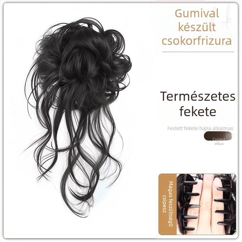 Paróka lófarokkal, selyem konty, Dragon Whiskers klipe, kézzel készített, hőálló szálból, festés vagy dauer nélkül