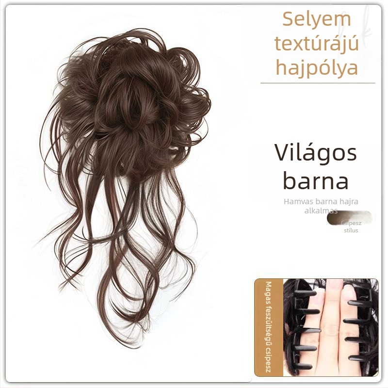 Paróka lófarokkal, selyem konty, Dragon Whiskers klipe, kézzel készített, hőálló szálból, festés vagy dauer nélkül