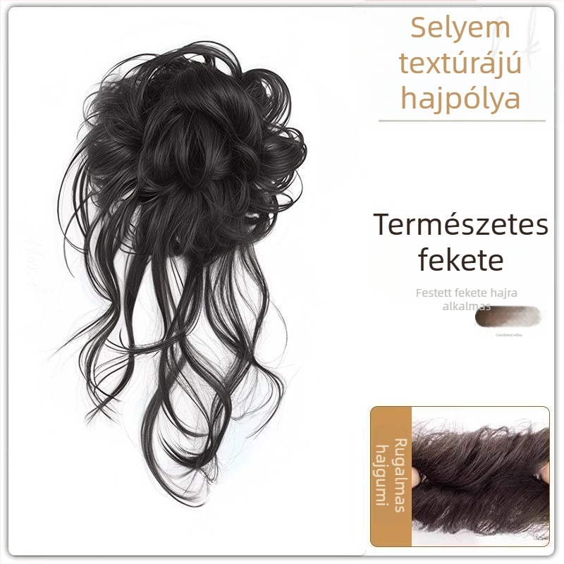 Paróka lófarokkal, selyem konty, Dragon Whiskers klipe, kézzel készített, hőálló szálból, festés vagy dauer nélkül