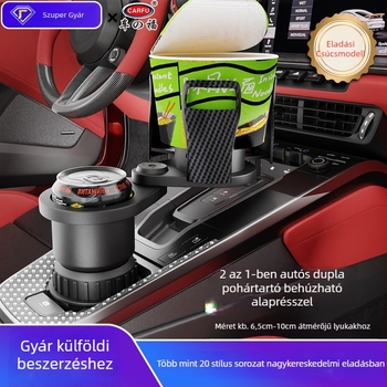 Autó pohártartó Carfu, ABS, modell AC-2388, alkalmas könyöklő alatti helyre és az ajtó tárolórekeszébe