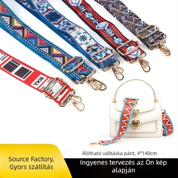 Állítható nylon táska vállpánt geometriás mintával, kopásálló, mix-and-match stílus