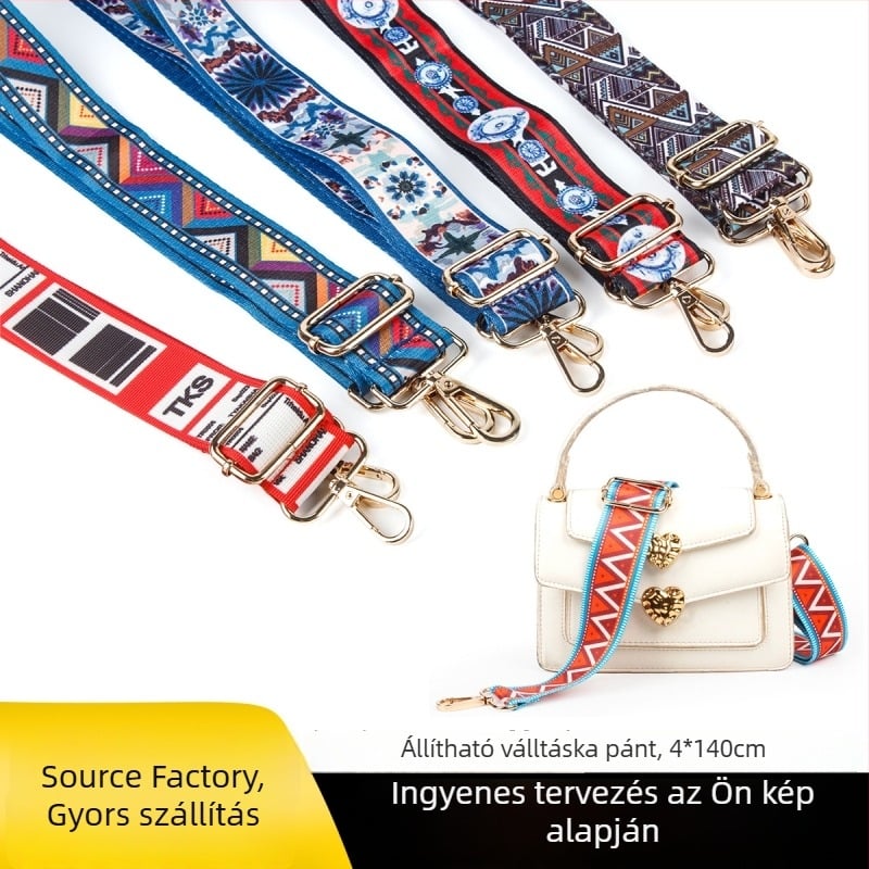 Állítható nylon táska vállpánt geometriás mintával, kopásálló, mix-and-match stílus