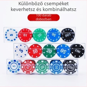 Póker- és mahjong chipek – ABS anyag, 100 darab keverék készlet, különböző névértékek, alkalmas pókerterem számára