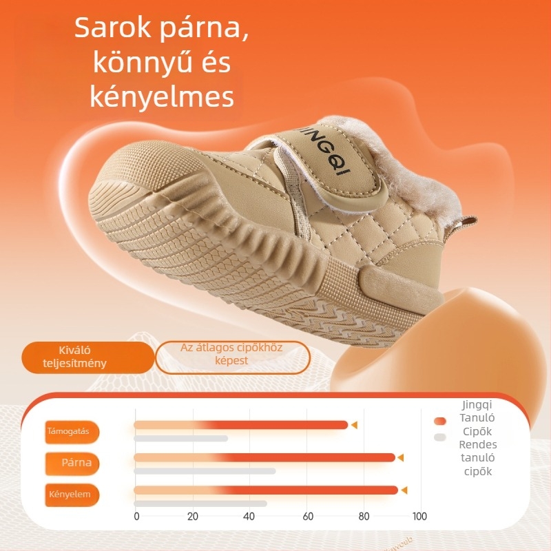 Kisgyermekek téli csizmái - Uniszex, Velcro zárás, vastag bélés, felső rész mikrofiber bőr, talp PVC