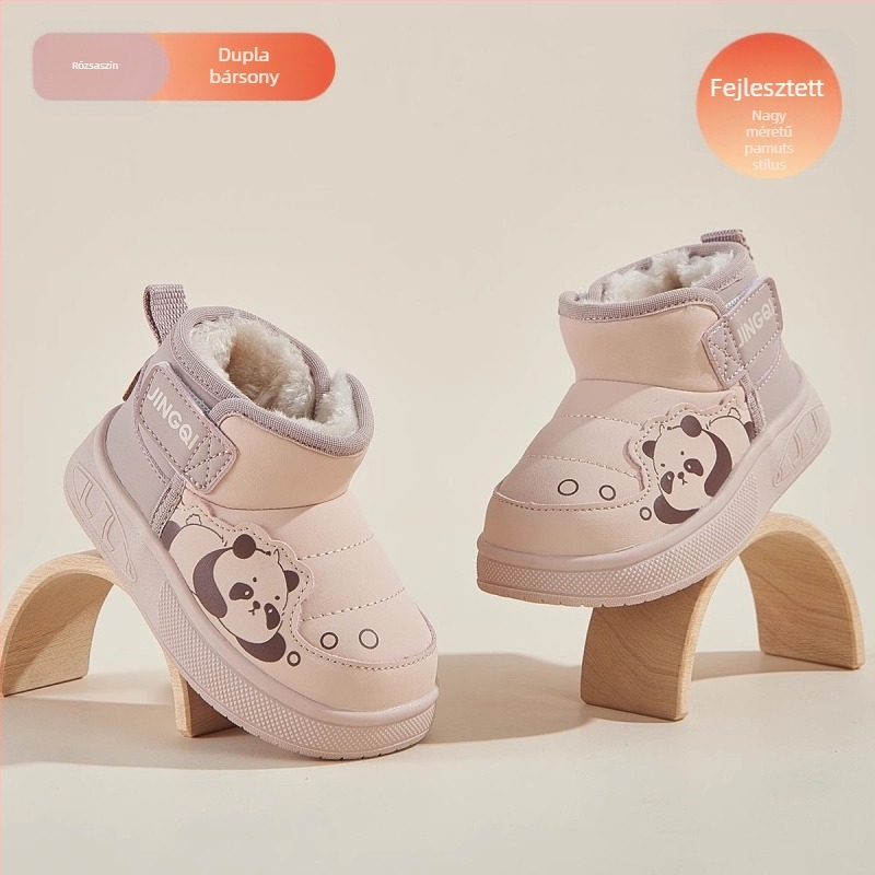 Kisgyermekek téli csizmái - Uniszex, Velcro zárás, vastag bélés, felső rész mikrofiber bőr, talp PVC