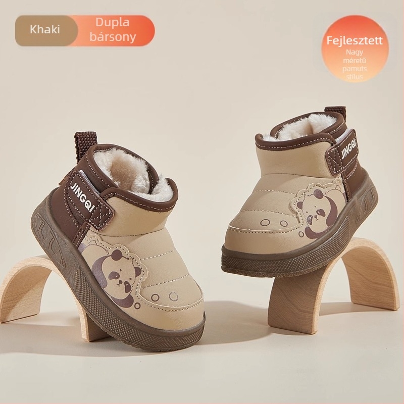 Kisgyermekek téli csizmái - Uniszex, Velcro zárás, vastag bélés, felső rész mikrofiber bőr, talp PVC