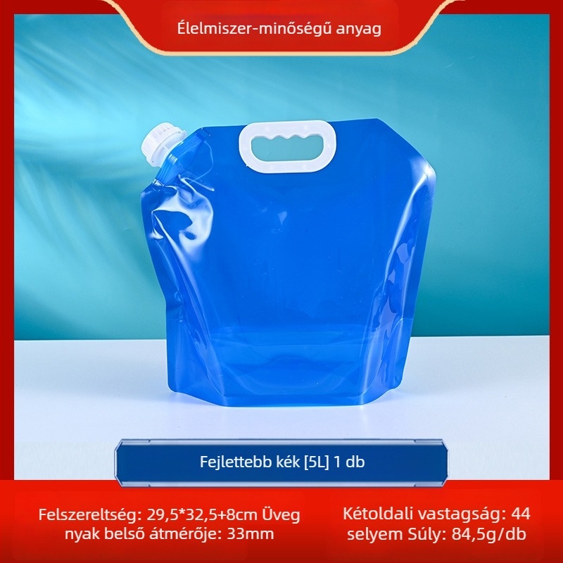 Kültéri összecsukható víz táska, hordozható kempinghez, vízálló anyag, PET-nylon-PE anyag, kapacitás 3L/5L/8L/10L