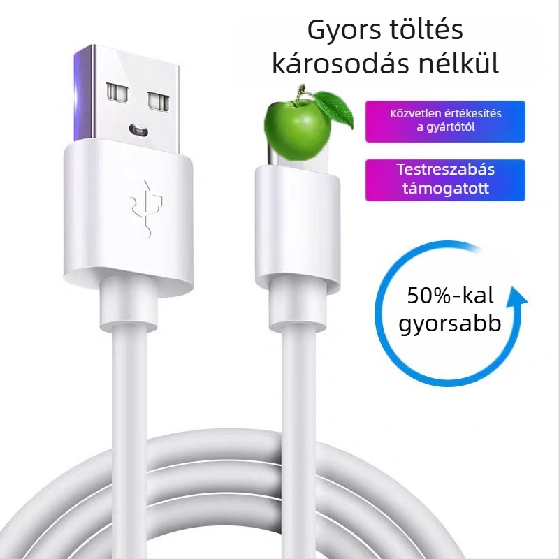 Apple iPhone 11 Lightning adatkábel – tartós USB gyorstöltő kábel, biztonságos gyorstöltés, 5V kimenet