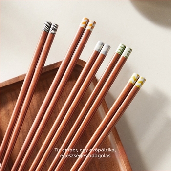 Vörös szantálfa evőpálcikák, modern minimalista stílus, 5 pár, kézzel készített, tükörfényes felület