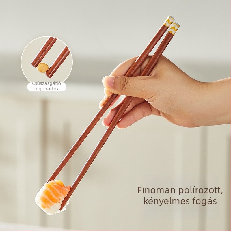 Vörös szantálfa evőpálcikák, modern minimalista stílus, 5 pár, kézzel készített, tükörfényes felület