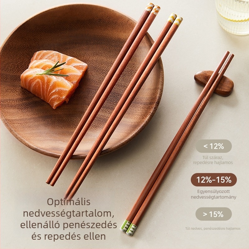 Vörös szantálfa evőpálcikák, modern minimalista stílus, 5 pár, kézzel készített, tükörfényes felület