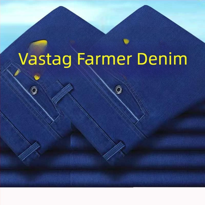 Farmernadrág férfiaknak, magas derék, egyenes szabás, fleece-béléssel, szabad esés