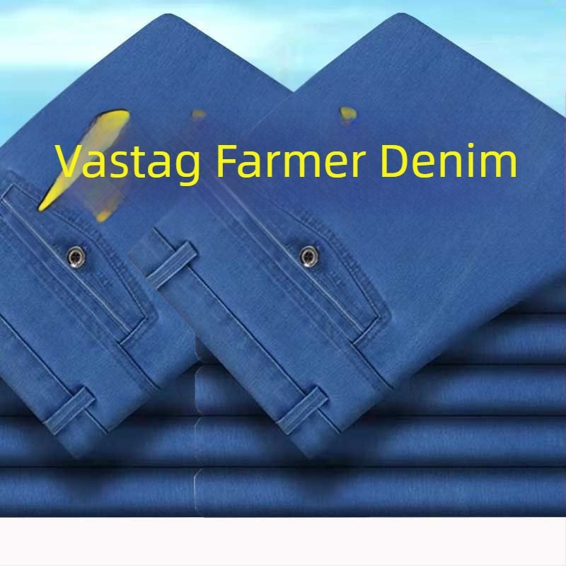 Farmernadrág férfiaknak, magas derék, egyenes szabás, fleece-béléssel, szabad esés