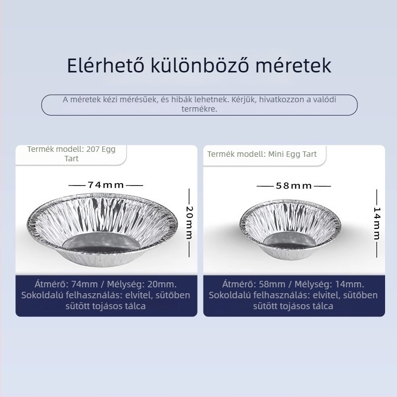 Tojás-torta alufóliás poharak, egyszer használatosak, sütéshez