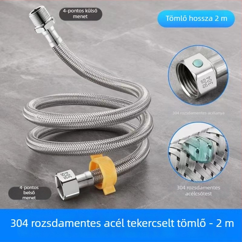 304 rozsdamentes acél hálózott vízbevezető tömlő, modell 00, nominális nyomás 1.0, Yellow Nest márka, modern stílus