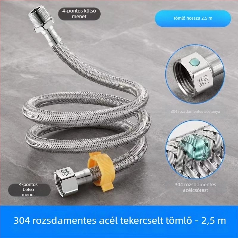 304 rozsdamentes acél hálózott vízbevezető tömlő, modell 00, nominális nyomás 1.0, Yellow Nest márka, modern stílus