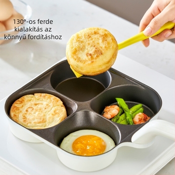 Négy lyukú tojásserpenyő titán-kerámia bevonattal, alumíniumötvözet, többszörös alsó