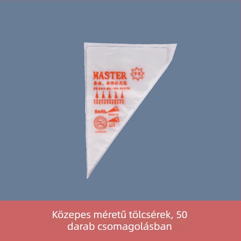 Habzsák díszítő készlet, 50 darab műanyag nyomófej krémes süteményekhez — polyester, díszítő zacskó kategória, 3-drótos stílus