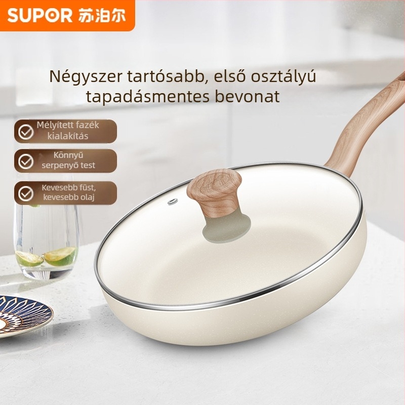Supor tapadásmentes mély serpenyő üveggel fedővel – alumínium ötvözet, többrétegű aljzat, általános tűzhelyhez