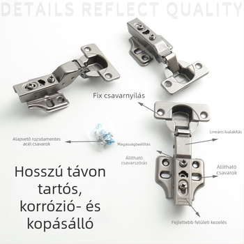 Garderob ajtó csukló rozsdamentes acélból, hidraulikus csillapítással, nikkelezett felülettel, modell Kg-g6