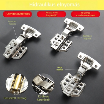 Garderob ajtó csukló rozsdamentes acélból, hidraulikus csillapítással, nikkelezett felülettel, modell Kg-g6