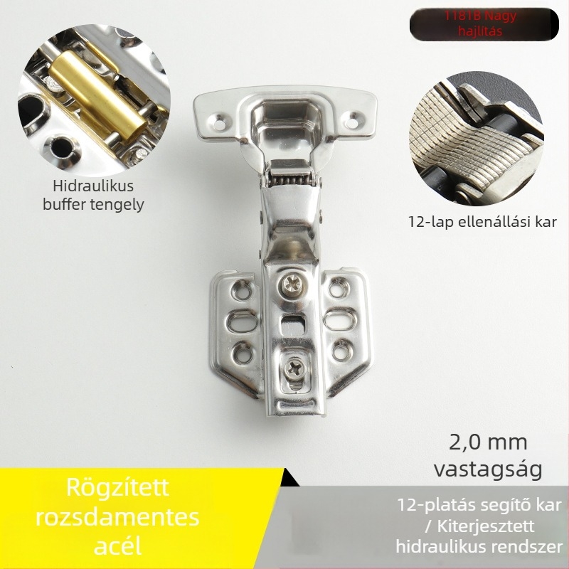 Garderob ajtó csukló rozsdamentes acélból, hidraulikus csillapítással, nikkelezett felülettel, modell Kg-g6