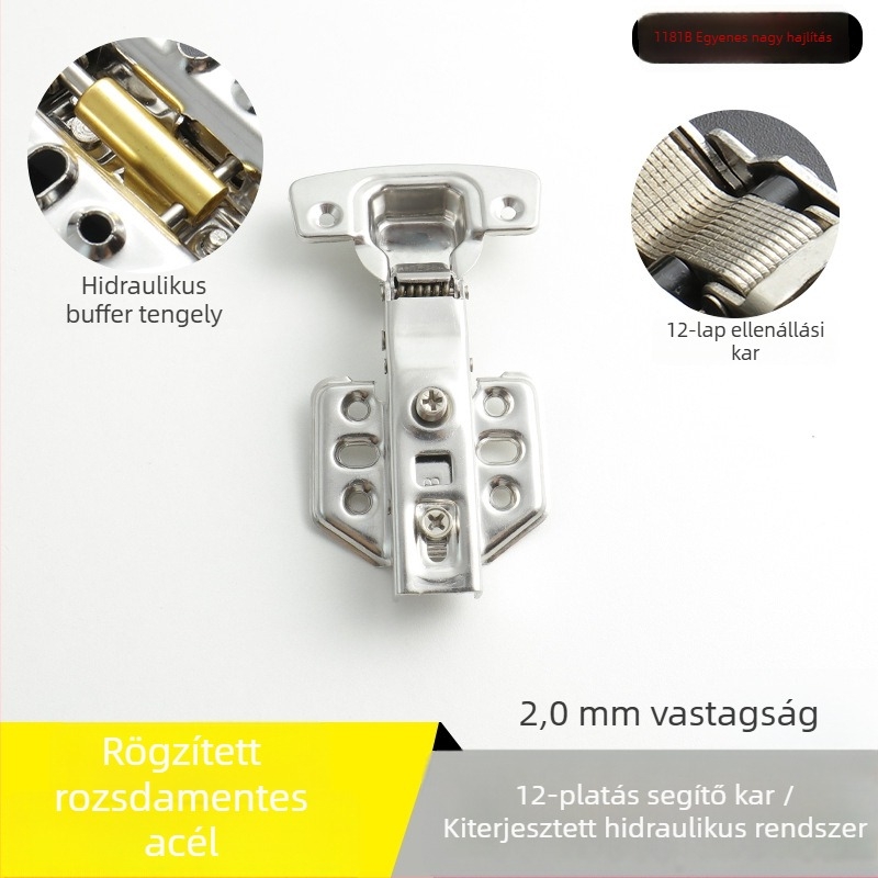 Garderob ajtó csukló rozsdamentes acélból, hidraulikus csillapítással, nikkelezett felülettel, modell Kg-g6