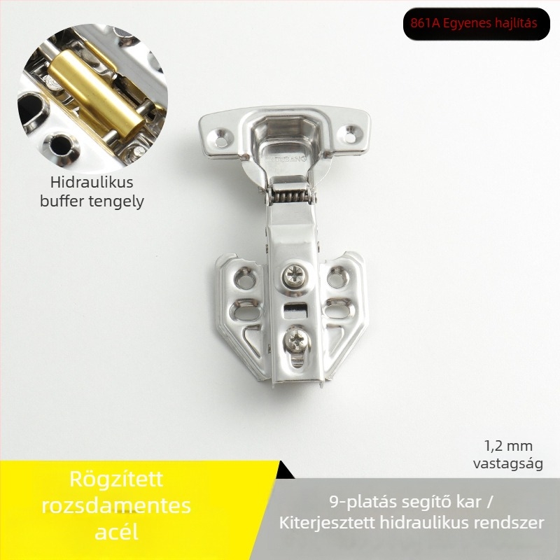 Garderob ajtó csukló rozsdamentes acélból, hidraulikus csillapítással, nikkelezett felülettel, modell Kg-g6