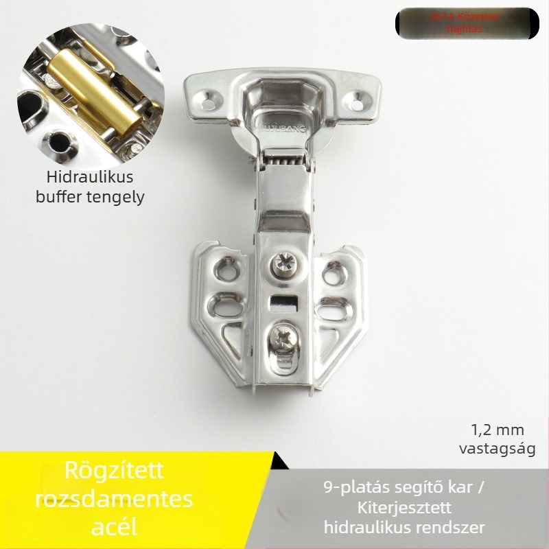 Garderob ajtó csukló rozsdamentes acélból, hidraulikus csillapítással, nikkelezett felülettel, modell Kg-g6