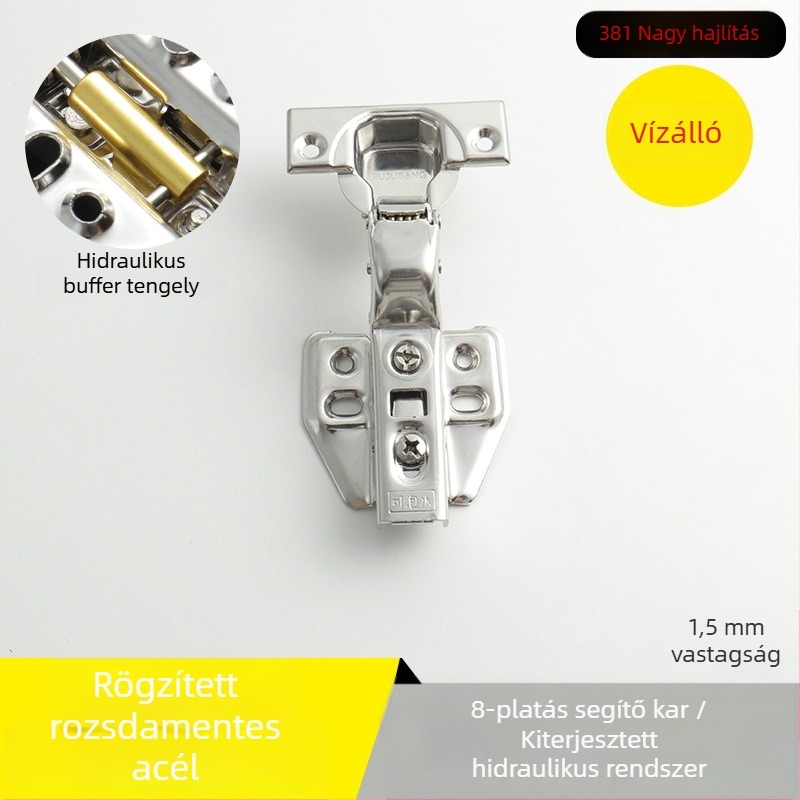 Garderob ajtó csukló rozsdamentes acélból, hidraulikus csillapítással, nikkelezett felülettel, modell Kg-g6