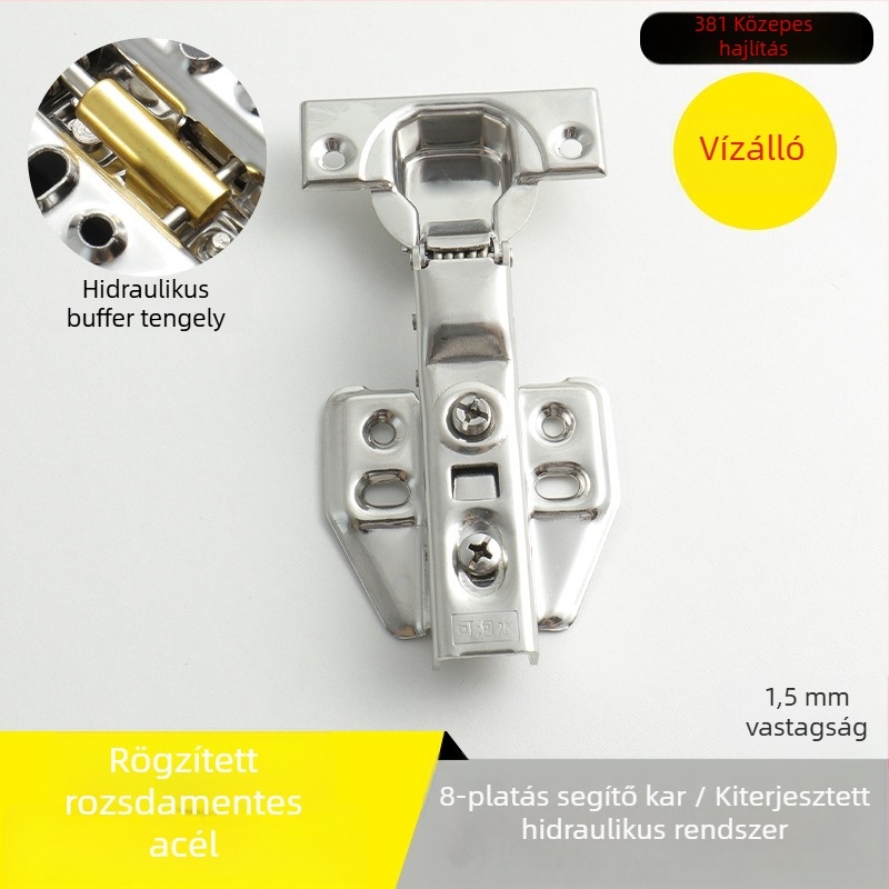 Garderob ajtó csukló rozsdamentes acélból, hidraulikus csillapítással, nikkelezett felülettel, modell Kg-g6