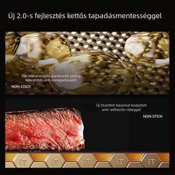 Kétrétegű titán serpenyő, tapadásmentes bevonattal, rozsdamentes acélból, indukciós főzőlaphoz, sík alj