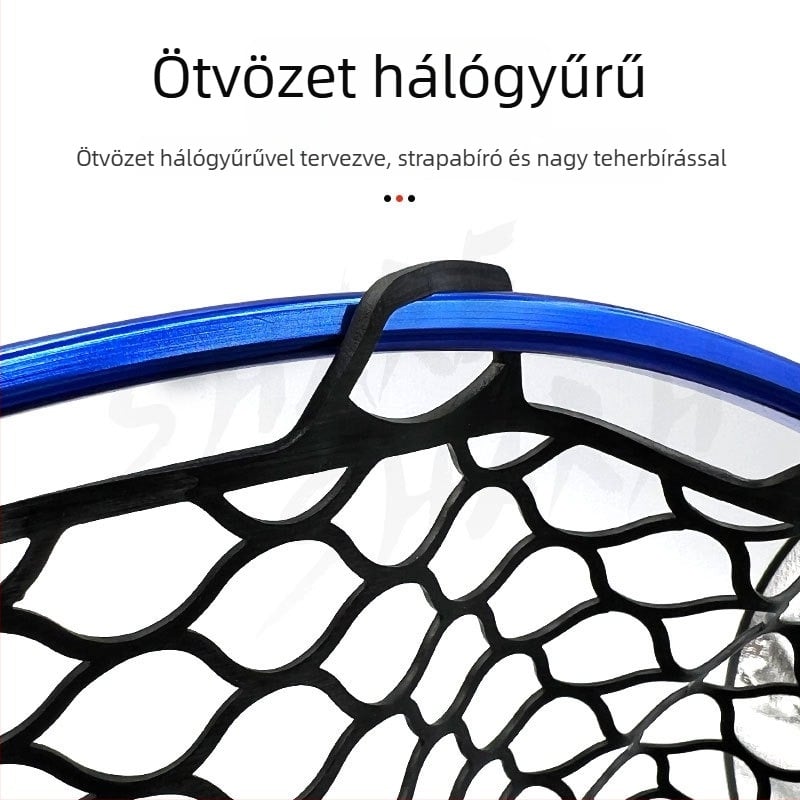 Shareshark összecsukható teleszkópos horgász háló alumínium ötvözet kerettel és gumírozott hálóval