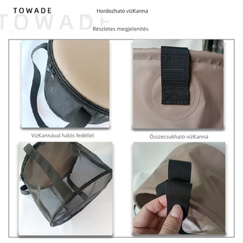 Összecsukható PVC kád gyümölcsmosó hálós táskával kempinghez és horgászathoz, 10L/20L kapacitás