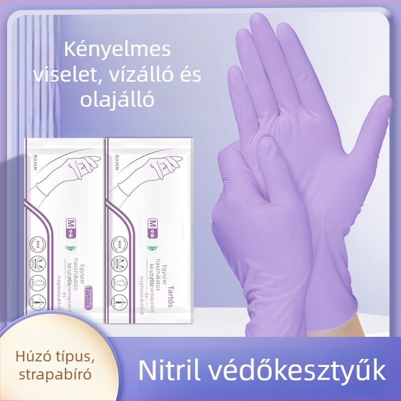 Nitril konyhai kesztyűk – vastagított, vízálló, egyszer használatos háztartási tisztításhoz