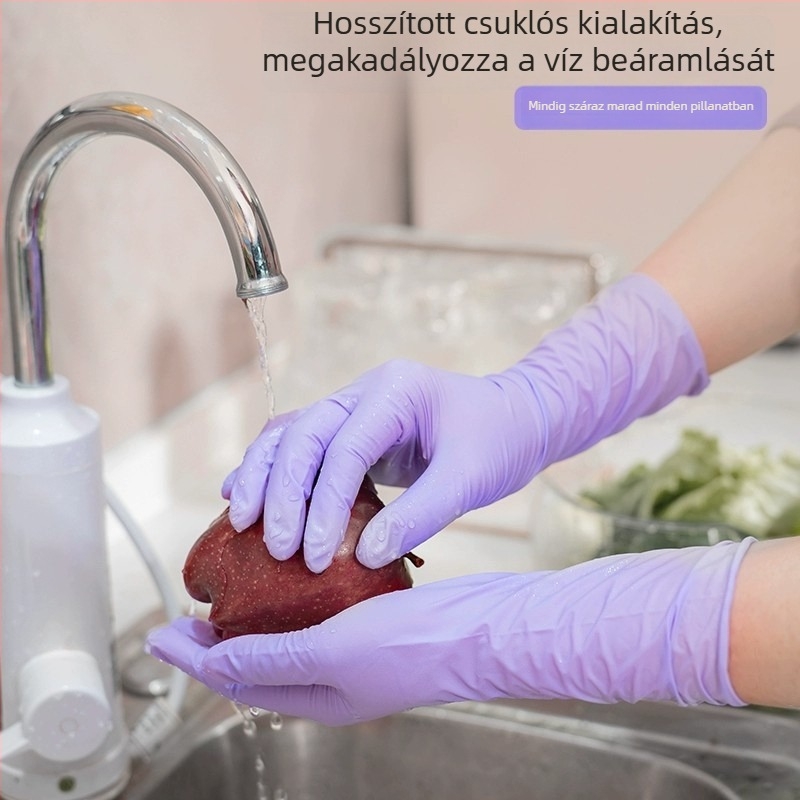 Nitril konyhai kesztyűk – vastagított, vízálló, egyszer használatos háztartási tisztításhoz