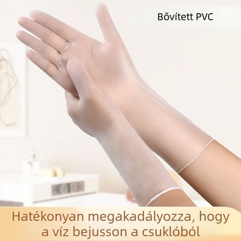 Egyszer használatos PVC hosszú kesztyűk, vízállóak, olajállóak, csúszásmentesek, érintőképernyő-kompatibilisek, 6.5 denier