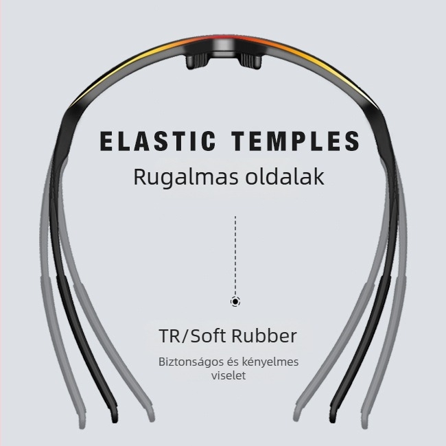 TAC polárizált kerékpáros szemüveg, TR90 keret, szélálló kialakítás, UV-védelem, állítható orrnyereg