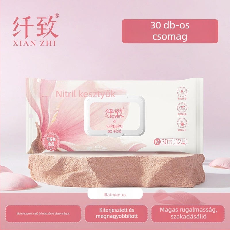 Xianzhi nitril egyszer használatos kesztyűk – kopásállóak, élelmiszer-biztonságúak, vízállóak; 50 g; háztartási tisztításra és élelmiszer-feldolgozásra