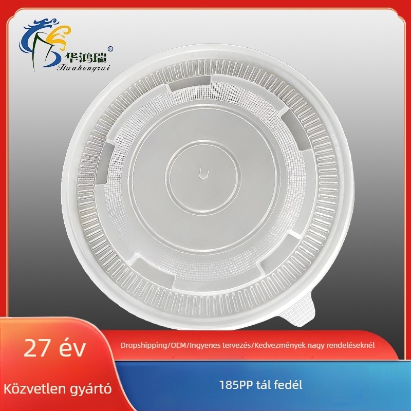 Kerek tálfedél, átlátszó PP, szivárgásmentes, szellőzőnyílásokkal, melegíthető