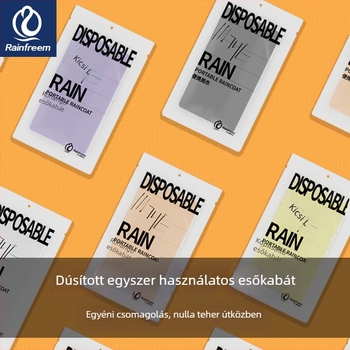PEVA egyszer használatos esőköpeny felnőtteknek, normál vastagságú, rajzfilm stílus
