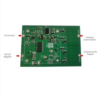 DC–ről AC–ra 24V-es inverter lap a megfigyelő kamerához — bemenet 9-24V, kimenet AC24V 3A, boost modulok: 9V→24V 5A, 24V→36V 5A