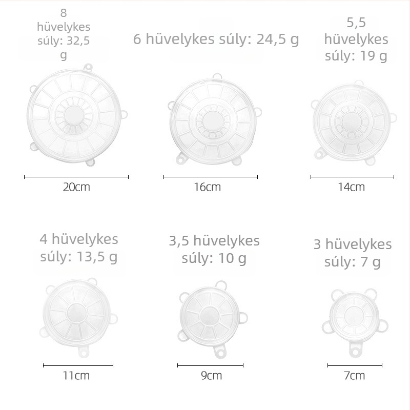 6 darabos szilikon fedő készlet tálakhoz, légmentes, nyújtható kialakítású