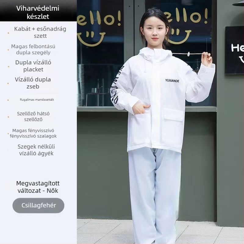 Különálló esőkabát poncsó felnőtteknek — PVC anyag, 20-es vastagság, PVC ragasztó vízálló réteg, egy személyre