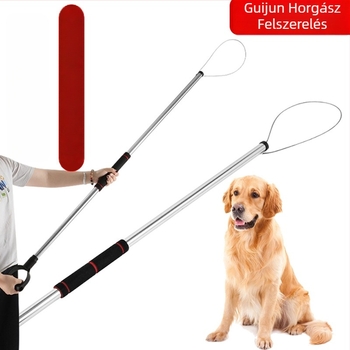 Macska- és kutyames hálófogó, kibővíthető nyéllel, rozsdamentes acélból