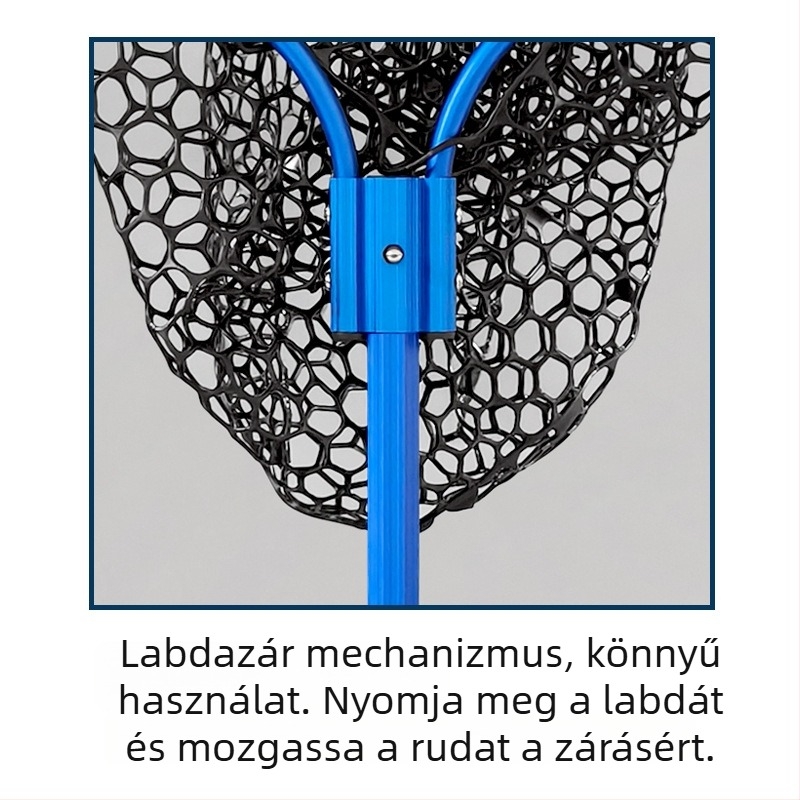Alumíniumötvözetből készült horgász háló szilikon hálóval, visszahúzható, teherbírás 10 kg