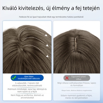 Női rövid paróka egyenes frufival, mindennapi természetes megjelenés, gépi gyártású haj, magas hőálló selyem anyag, univerzális típus, nem festhető