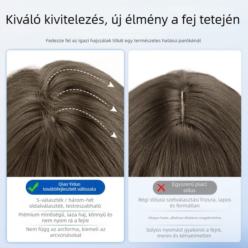 Női rövid paróka egyenes frufival, mindennapi természetes megjelenés, gépi gyártású haj, magas hőálló selyem anyag, univerzális típus, nem festhető